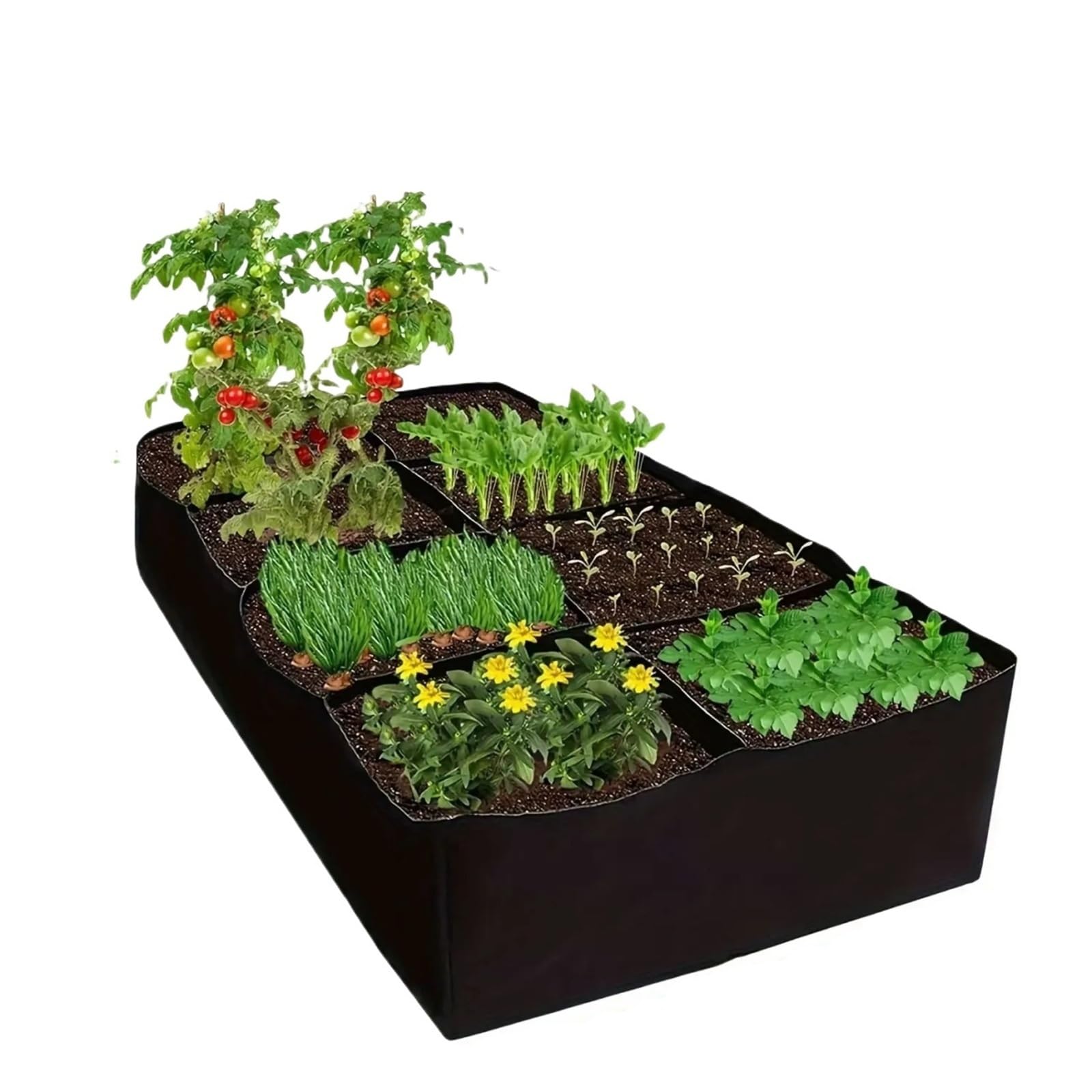Grand Sac de Culture Lit de Jardin surélevé en Tissu à 8 grilles 180x90x30cm pour Jardin