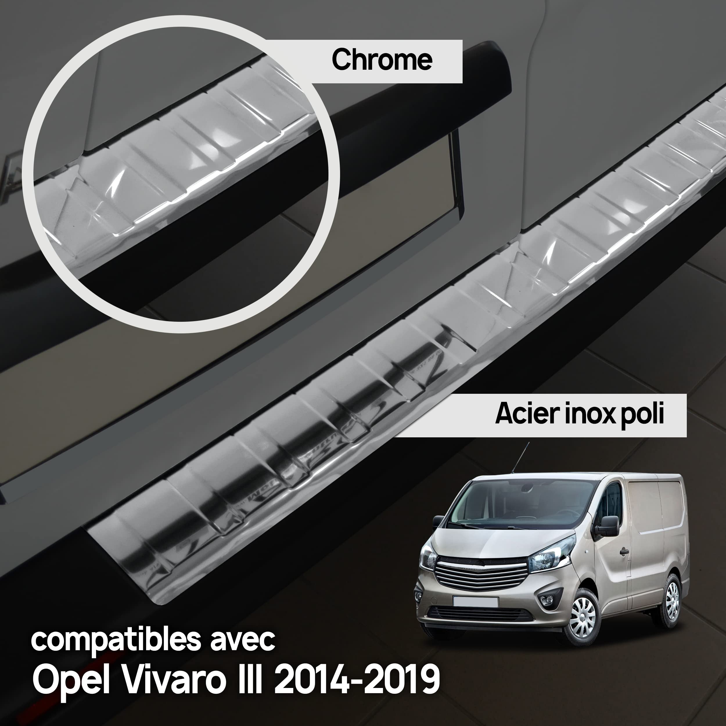 Protection Pare-chocs Arrière Pour Opel Vivaro 2001-2014 - Bande ABS Noir Mat | Anti-rayures Chargement