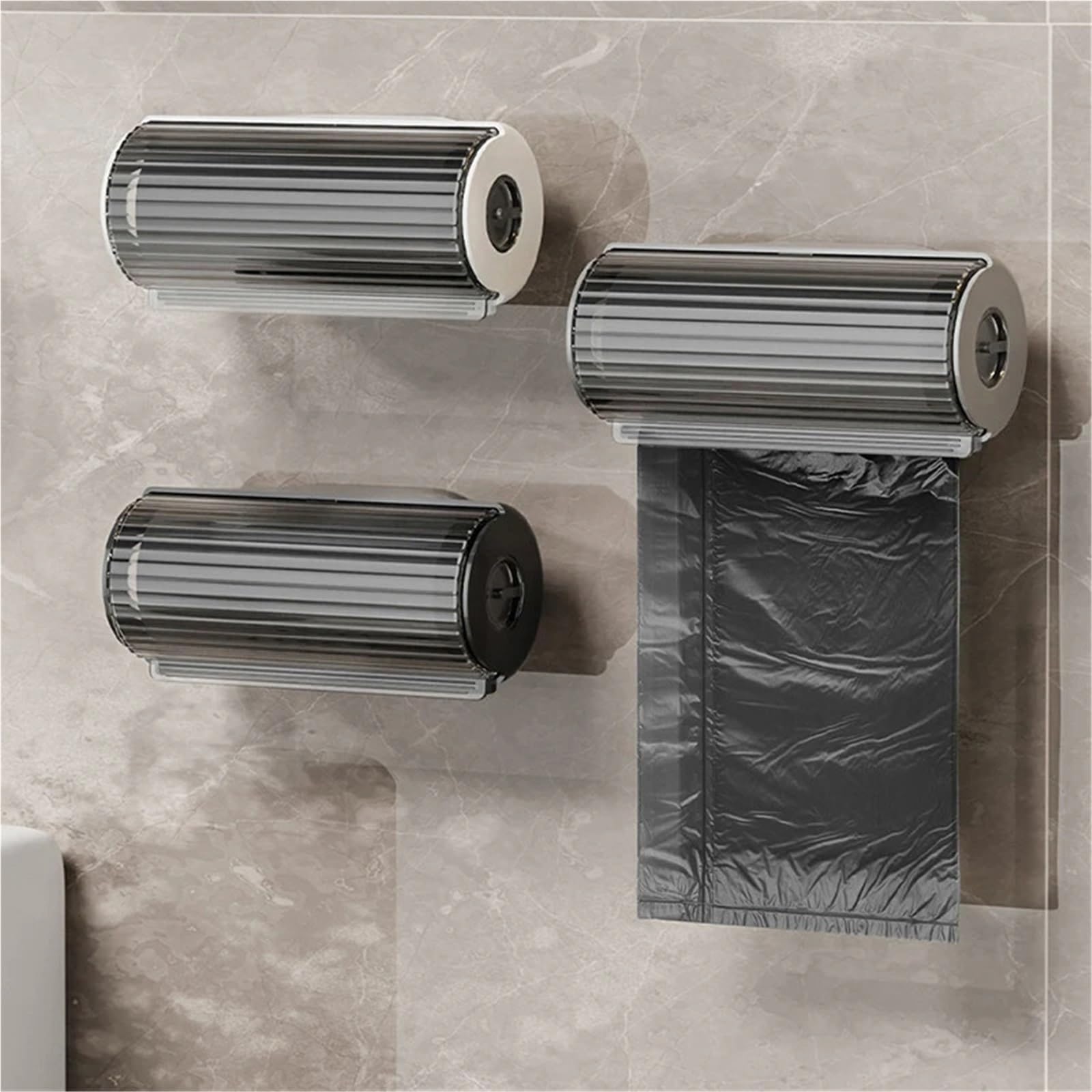 Dispensador De Bolsas De Basura Caja de almacenamiento de bolsas de basura montada en la pared, dispensador de contenedores de bolsas de basura de plástico for cocina y baño, soporte for bolsas de bas