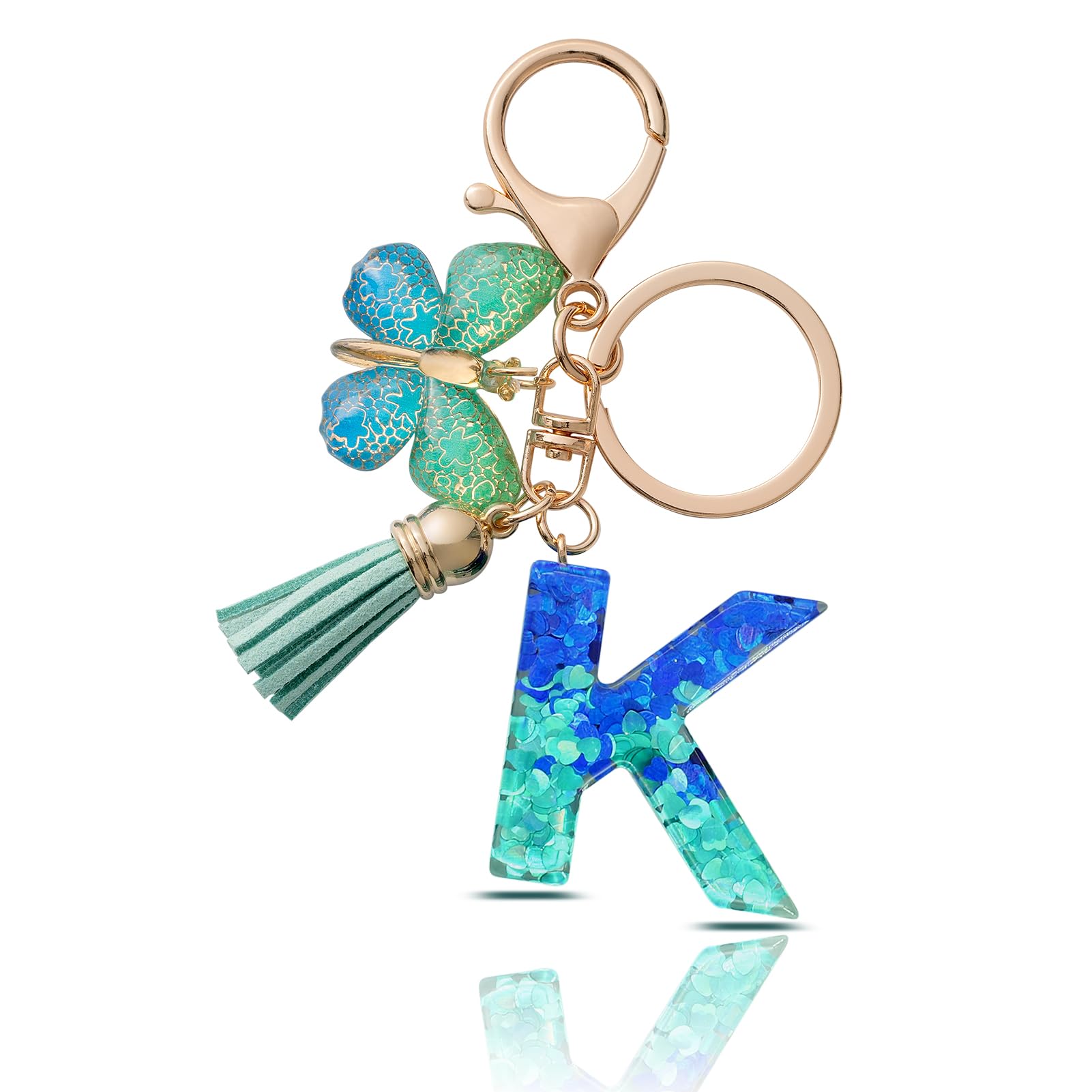 CHUQING Schlüsselanhänger Buchstabe Mädchen Schlüsselanhänger mit Anfangsbuchstaben Schmetterling Keychain Letter Geschenke für Frauen Damen