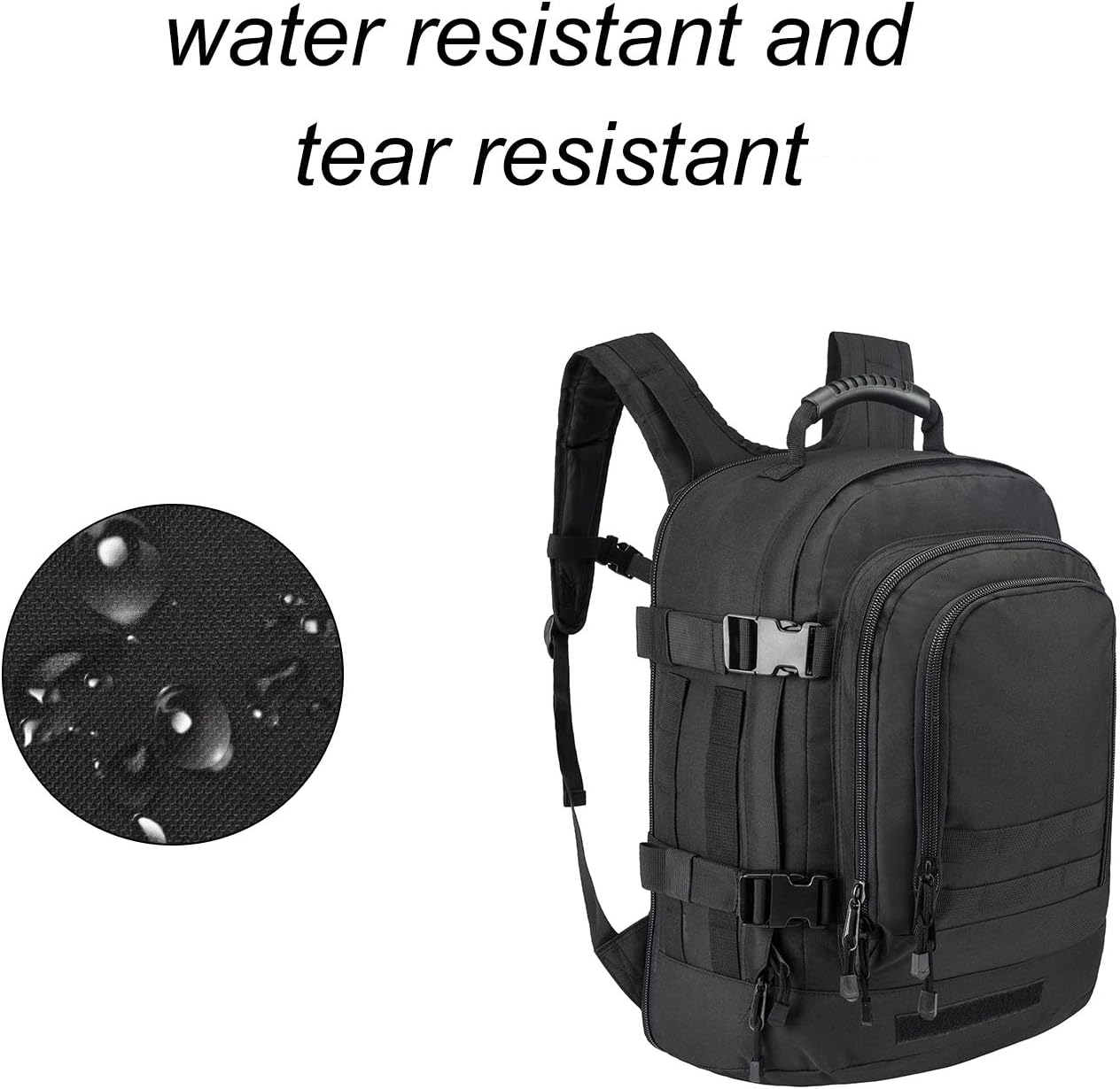 Tactical Backpacks Assault Pack 3 Day Bag Expandable Backpack Out Bag Classic Case Travel Hiking(Black, Not with Belt)