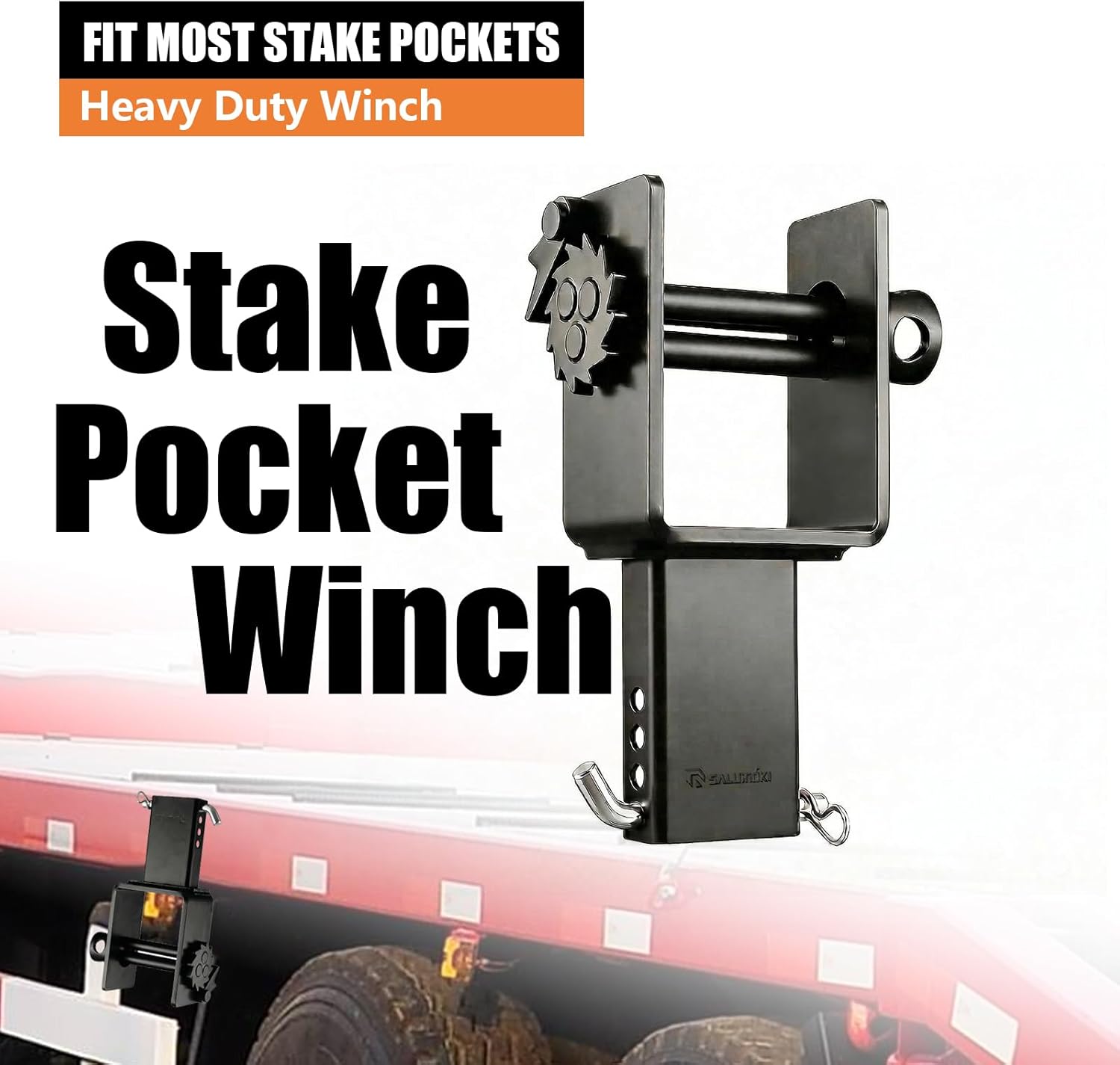 Upgraded 4 Pack Trailer Stake Pocket Winch Flatbed Kit, Capacity 16,200 lbs Utility Flatbed Accessories, Include 4 inch Winch Straps 30 Ft for 2x4 Stake Pockets Black
