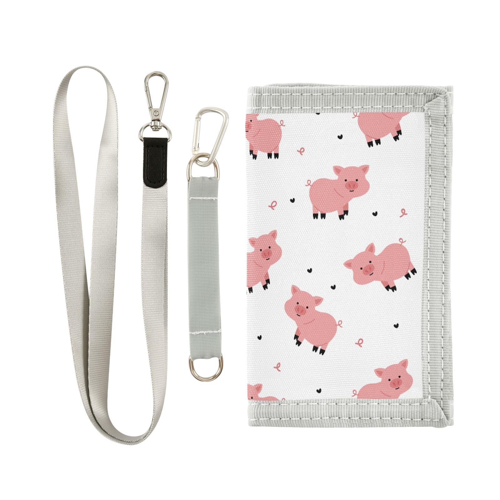 JHKKU Cute Pig Trifold Wallets for Kids Boys Girls, Outdoor Sports Wallet for Teen, with Zipper Coin Pocket Novelty Purse