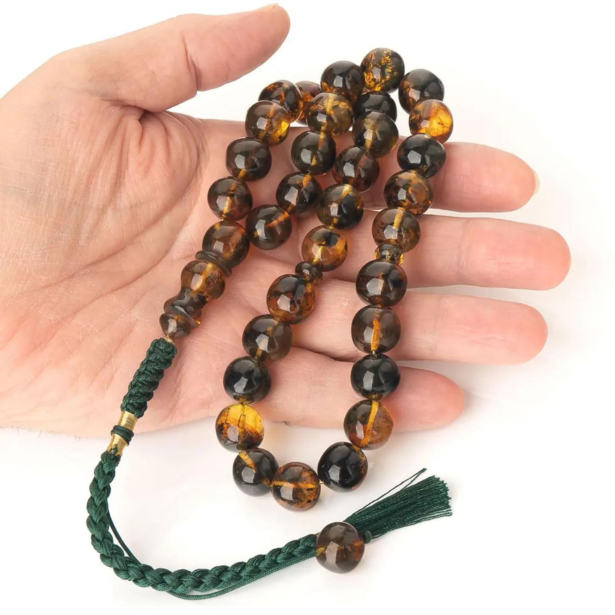Tasbih z Bursztynu Bałtyckiego 33 Koraliki – Ręcznie Wykonana Misbaha, Muzułmański Różaniec Modlitewny, Naturalny Bursztyn, Luksusowy prezent