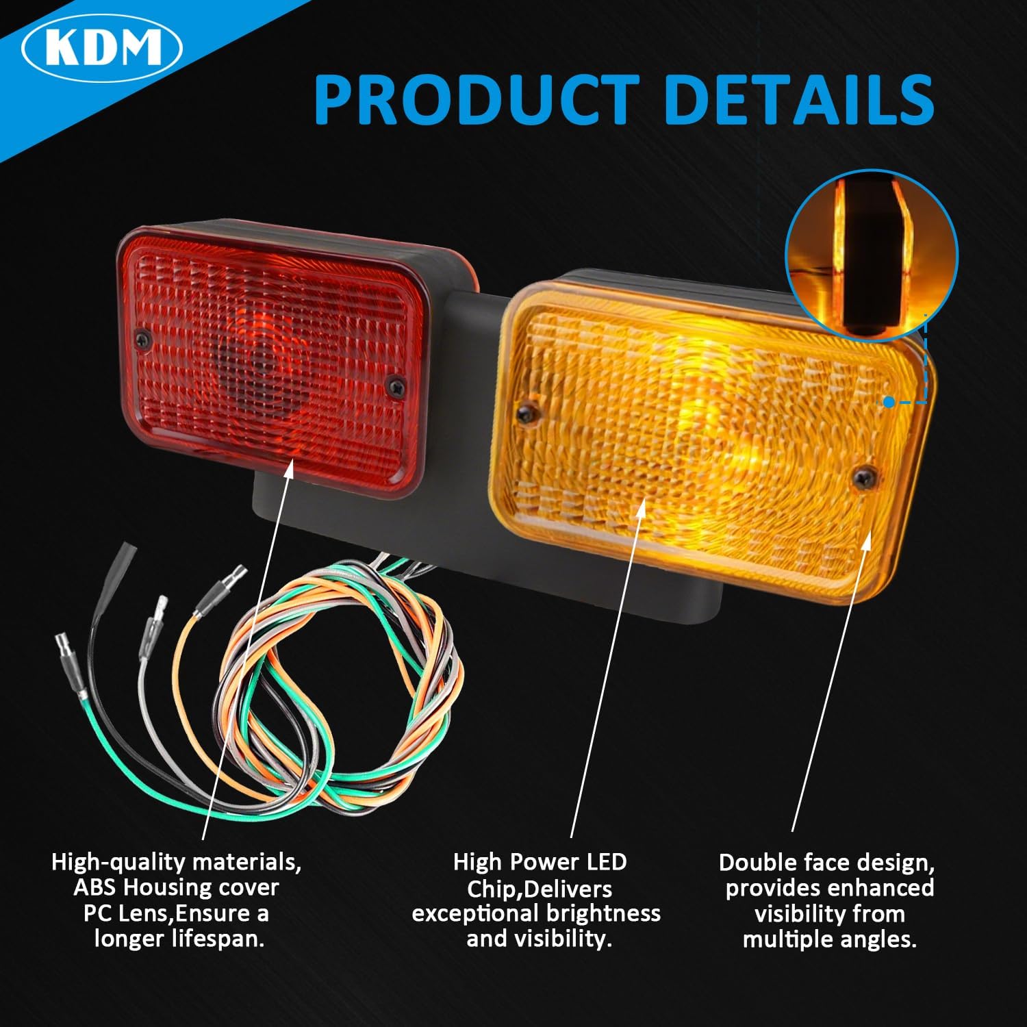 KDM LED Left Tail Lights for John Deere Tractor 1025R,4-In-1 Turn Signal Brake Reverse Warning Lamps Kits,Direct Replacement for 1023E 1026R 2025R 2032R 3025D 3032E 4066R 5075E LVA18272 LVA18273