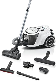 Bosch Staubsauger beutellos Serie 6 BGC41XALL, Bodenstaubsauger, Testsieger, ideal für Allergiker, Hygiene-Filter, Hartbodendüse, XXL-Polsterdüse, hohe Saugleistung, leise, 700 W, weiß
