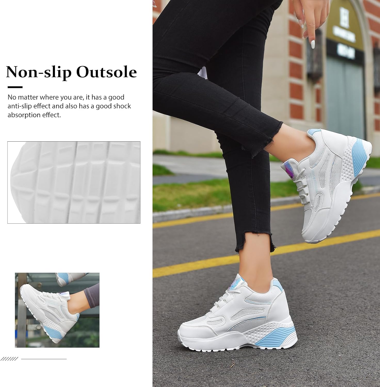 AONEGOLD Women's Fashion Sneakers for Mom Day Gifts Women's Platform Sneakers Wedges High Top Lace Up Shoes Increase Fashion Sneakers for Womens Girls - Image 5