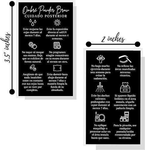 Miniatura 2 de SPANISH - Tarjetas de cuidado posterior para cejas en polvo ombré, paquete de 50, tarjeta de visita de 2 x 3.5 pulgadas, suministros para artistas