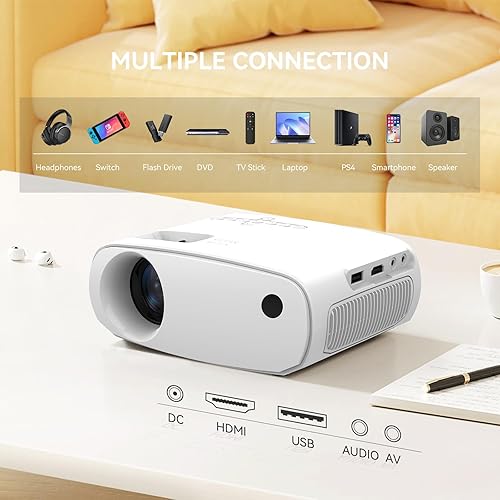 Miniatura 4 de Mini proyector con Wifi y Bluetooth – Proyector de cine portátil para exteriores 1080P Full HD compatible con HDMI, teléfono, tableta, laptop, TV