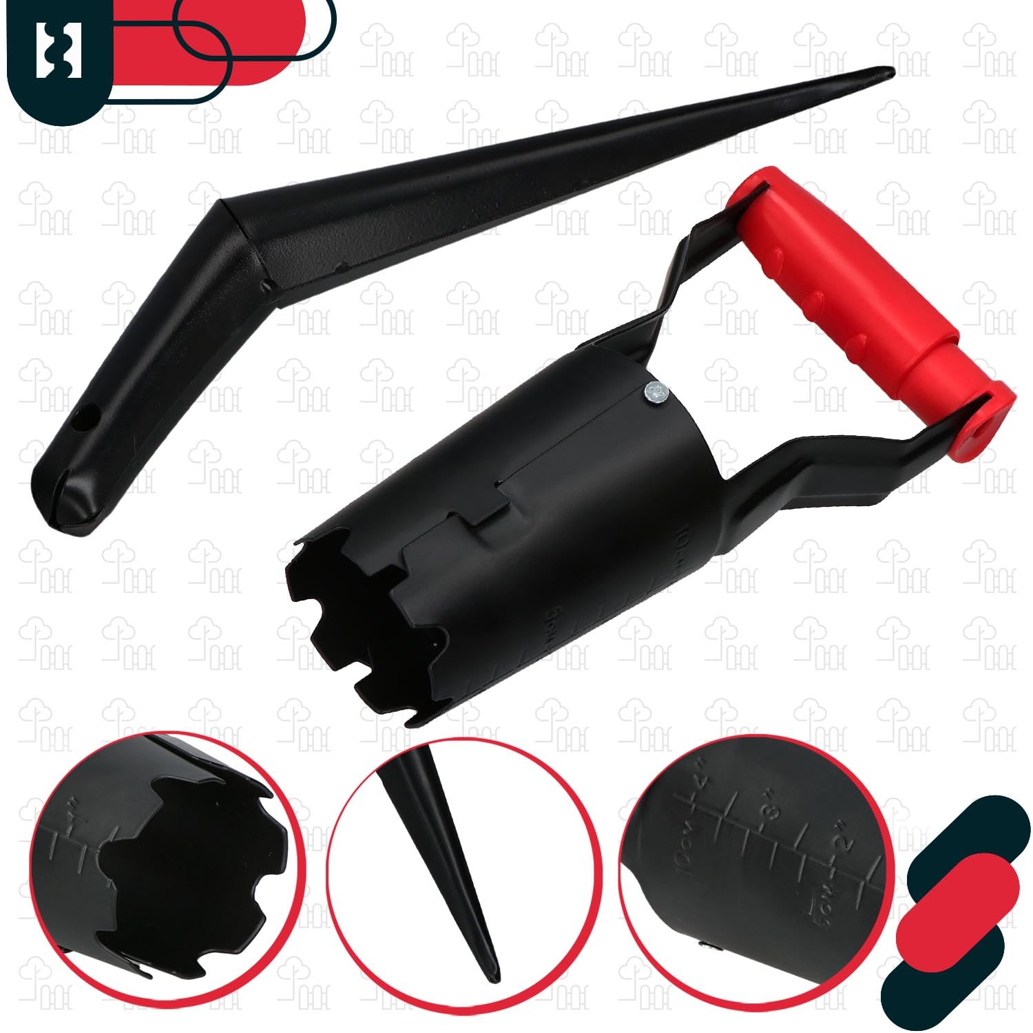 KOTARBAU® Piantabulbi - 23 cm - Piantabulbi - Puntale - Acciaio verniciato a polvere - Ausilio per la piantagione - Per piantare bulbi - Nero - Accessori da giardino - Trapano per buche