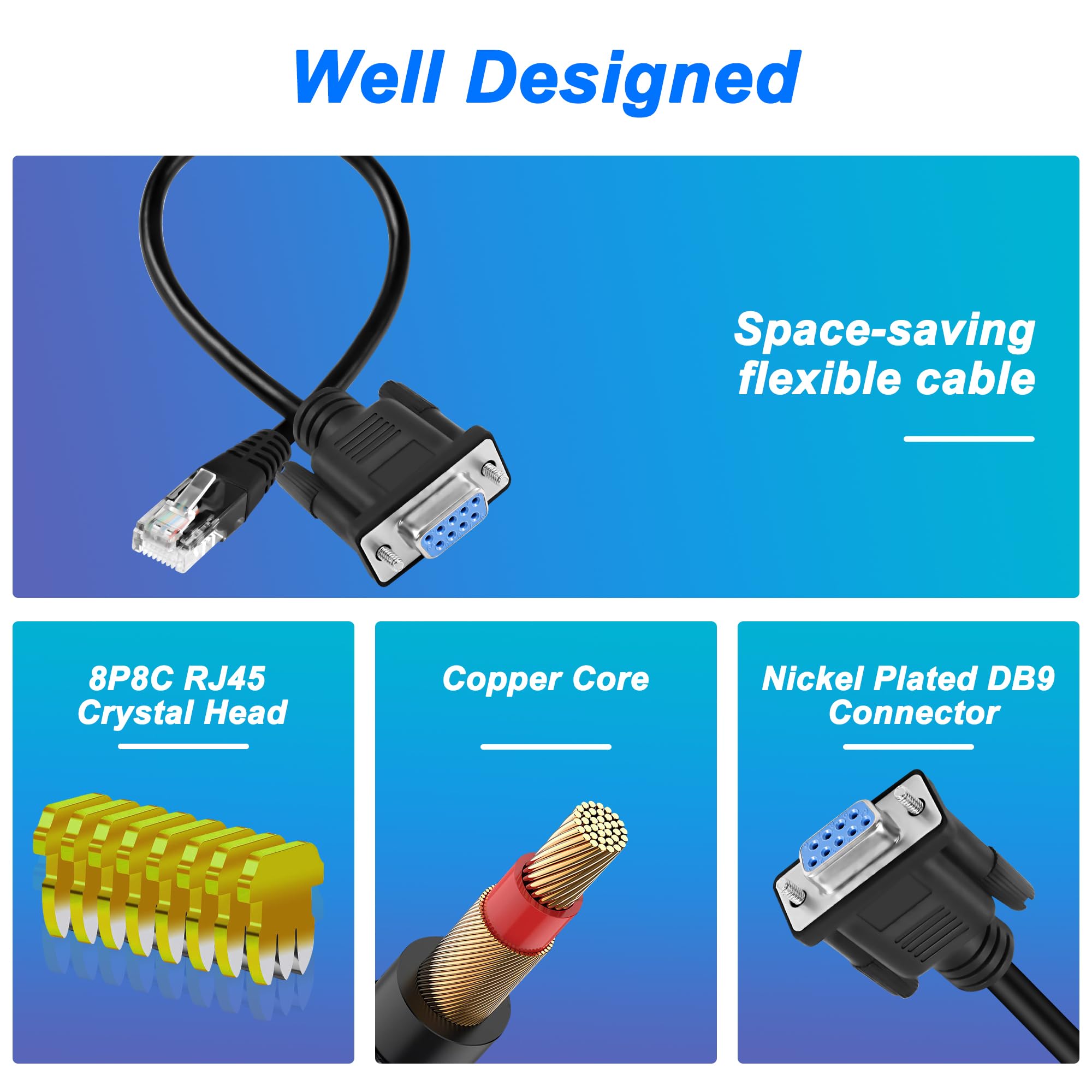 COOSO, Porta Seriale DB9 A 9 Pin, Da Maschio A RJ45 Femmina, Da - Foto 4