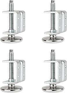 POWERTEC U-Bracket Leg Levelers 4PK, Heavy Duty Adjustable Furniture Feet for Work Bench/Cabinet/Desk, w/Non-Marring Pads (71151)