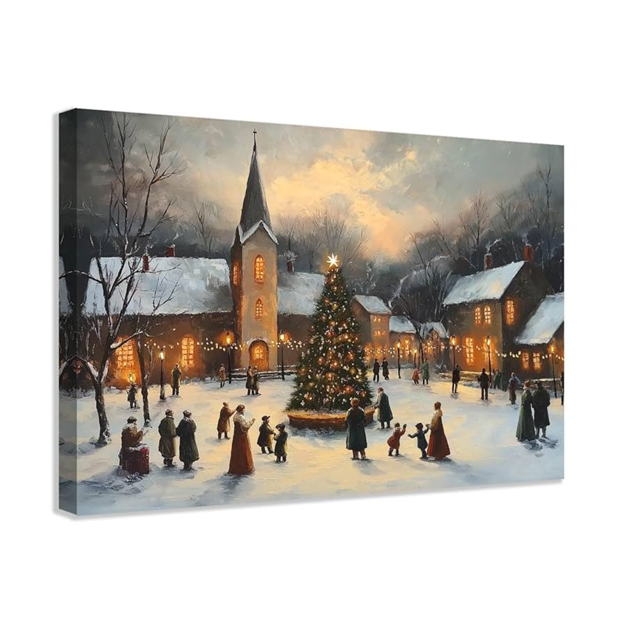 油絵 絵画【クリスマスの教会】 Amazon.co.jp: SWQYLB クリスマス 教会 ウォールアート キリスト