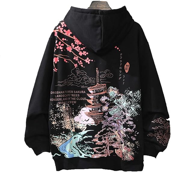 Amazon Co Jp スウェット メンズ レディース 秋冬 ゆったり カップル パーカー フード付き 和風 和柄 浮世絵 桜 上着 スポーツウェア トレーニングウェア 秋服 冬服 厚手 シンプル 男女兼用 綿 軽い 柔ら 恋人 服 ファッション小物