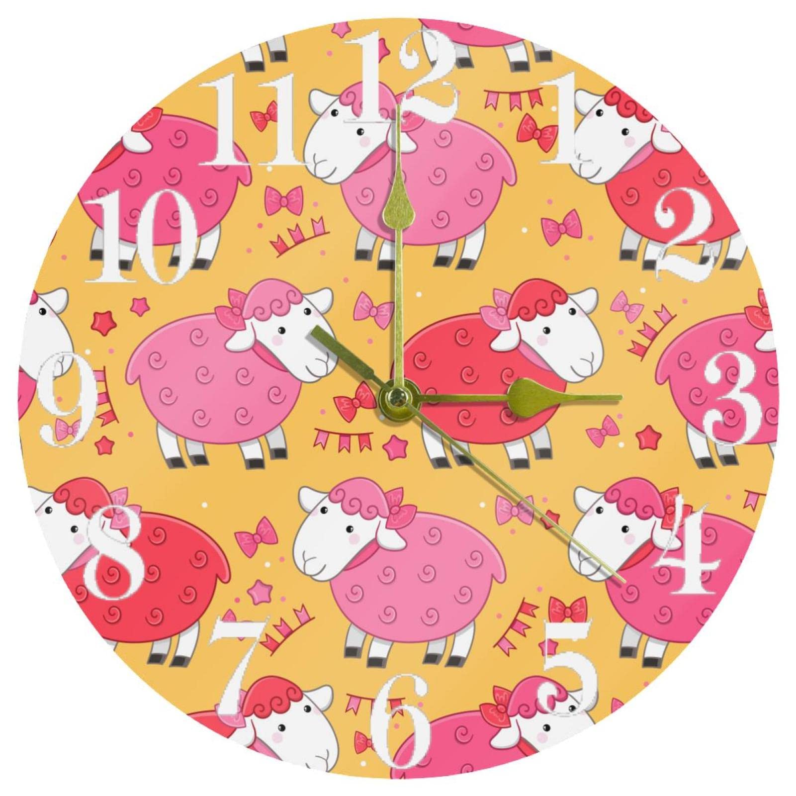 Horloge murale ronde cadeau idéal chambre enfant alpaga rose