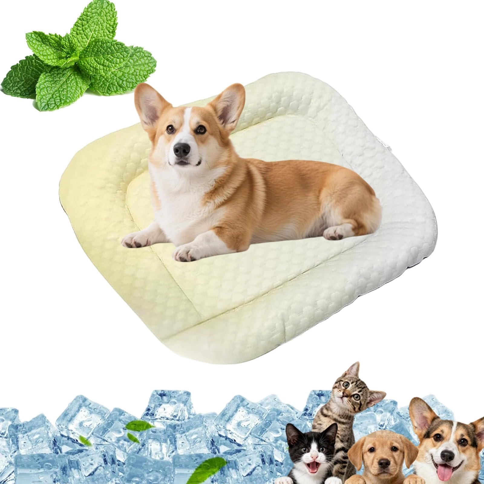 fisiorest Cooling Gel Mat for Pets, Durable Leakproof Pet Cool Mat, Scratch-Resistant Breathable Cooling Pad, for Spuppies Cats Rabbits Hamsters(Yellow,S)