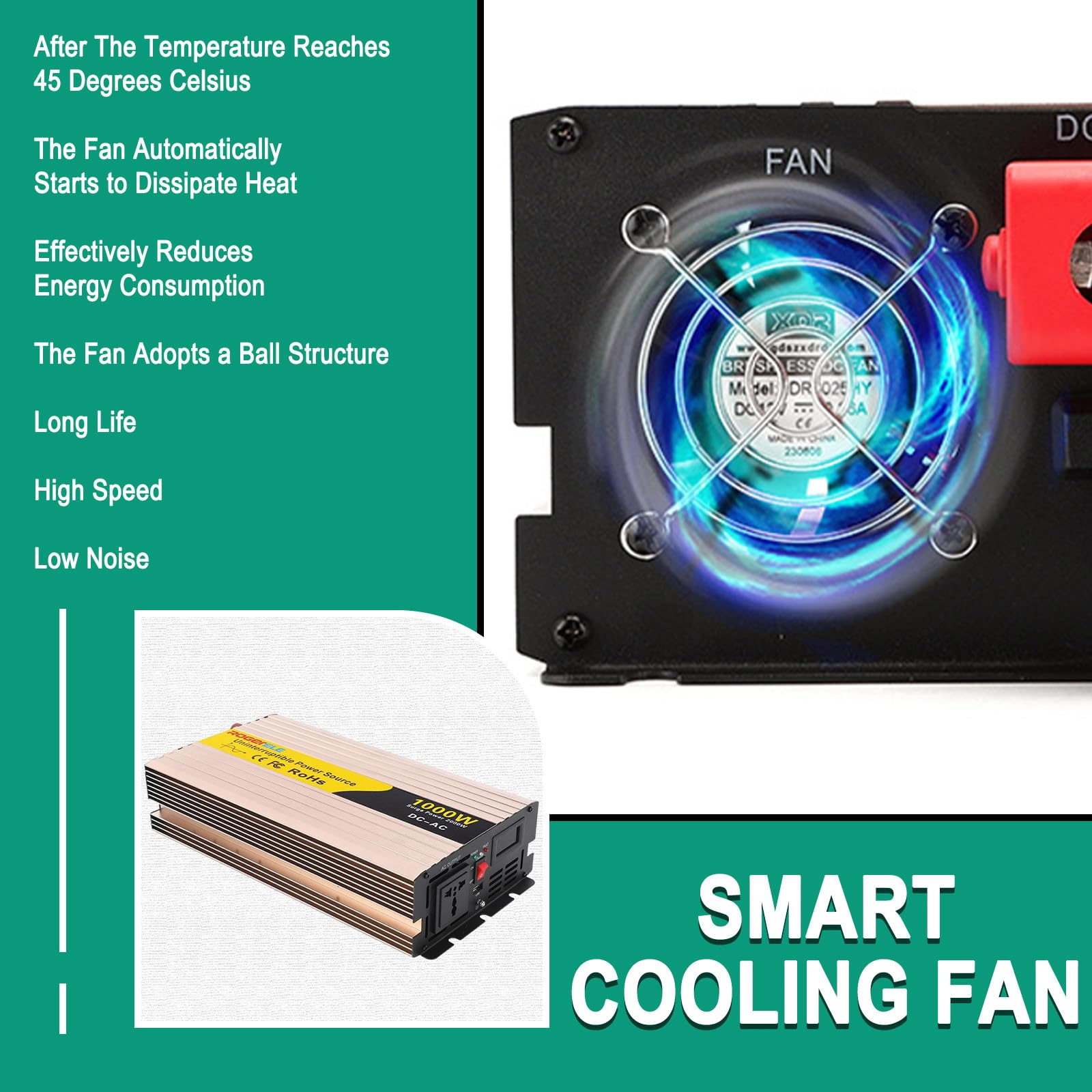 Inversor Solar de Alta Eficiencia, Onda Pura para Caravanas y Camping, Pantalla LCD + Telemetría Remota,1000W-48V
