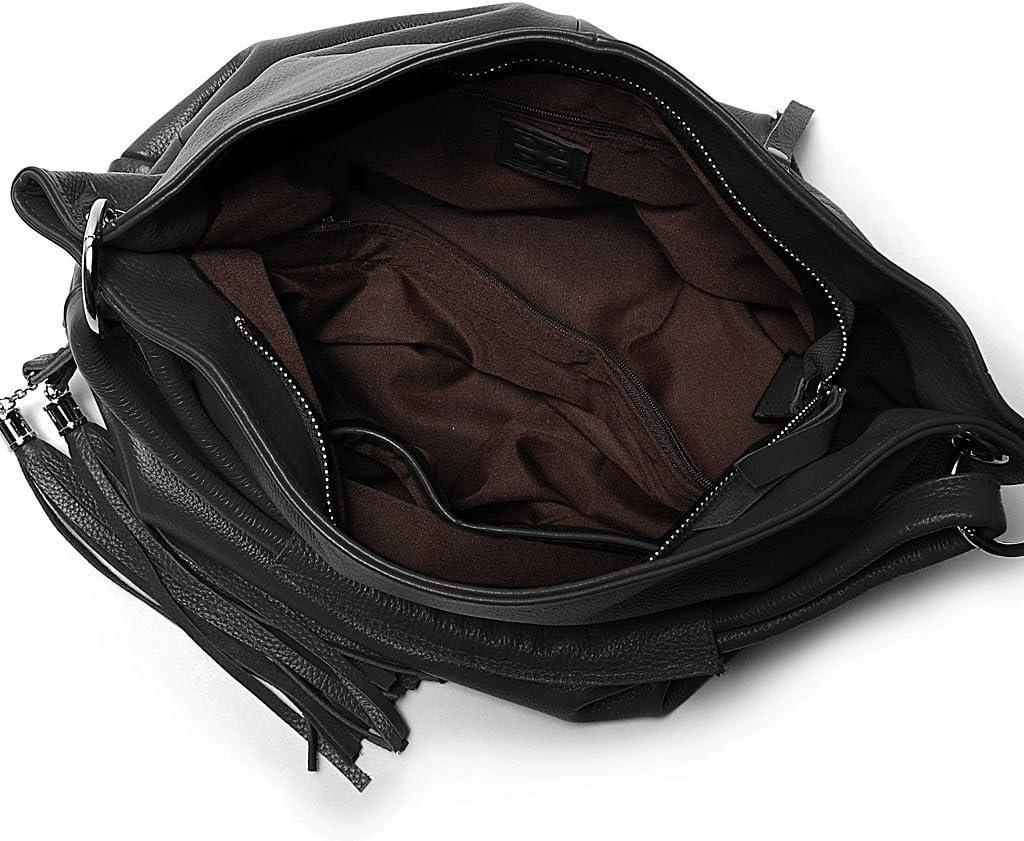 100% Soft Genuine Leather Ladies Shoulder Bags Tassel Women's Handbag Slouchy Bag Hobo Crossbody