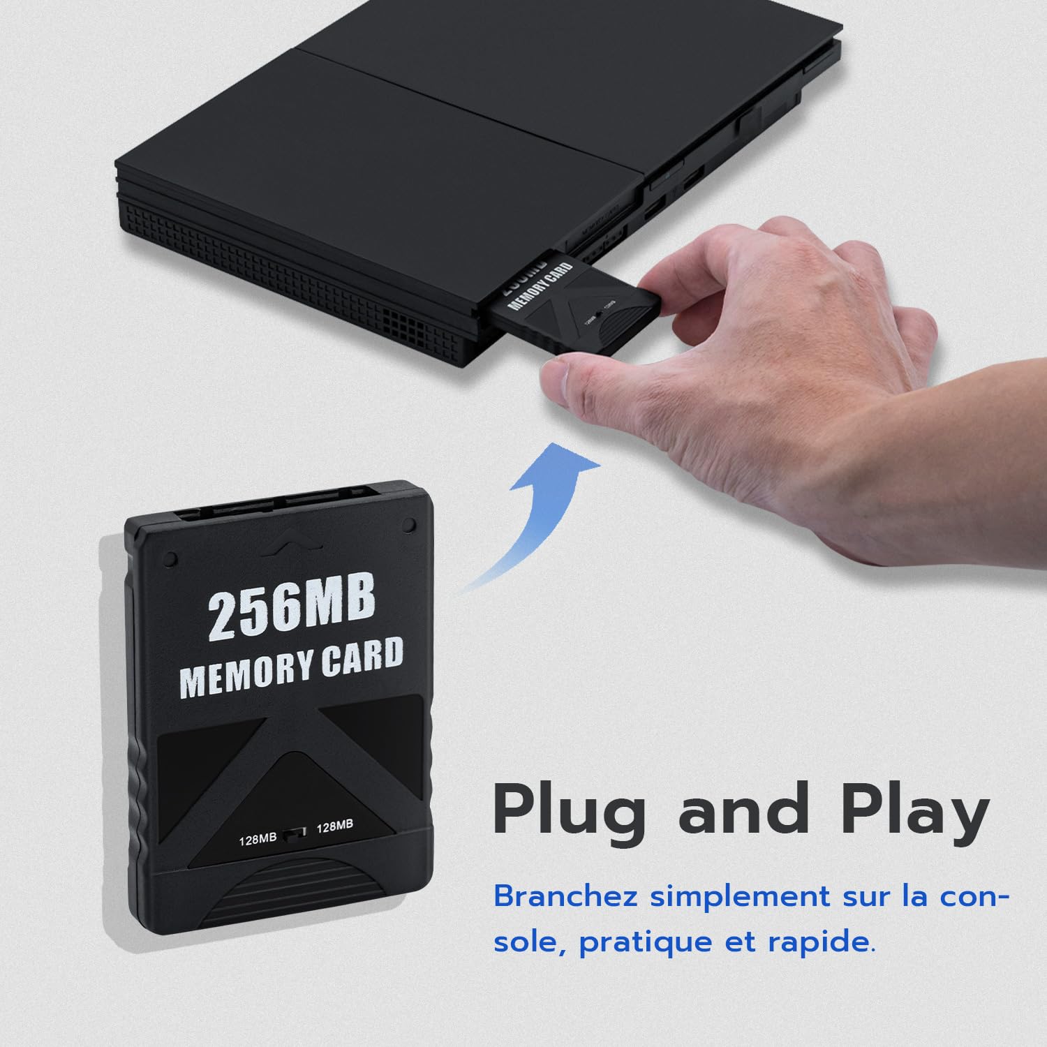Mcbazel Carte mémoire de Jeu 256M sur PS2 Accessoires de Sauvegarde Haute Vitesse Carte de Stockage Compatible avec Le Jeu PlayStation 2