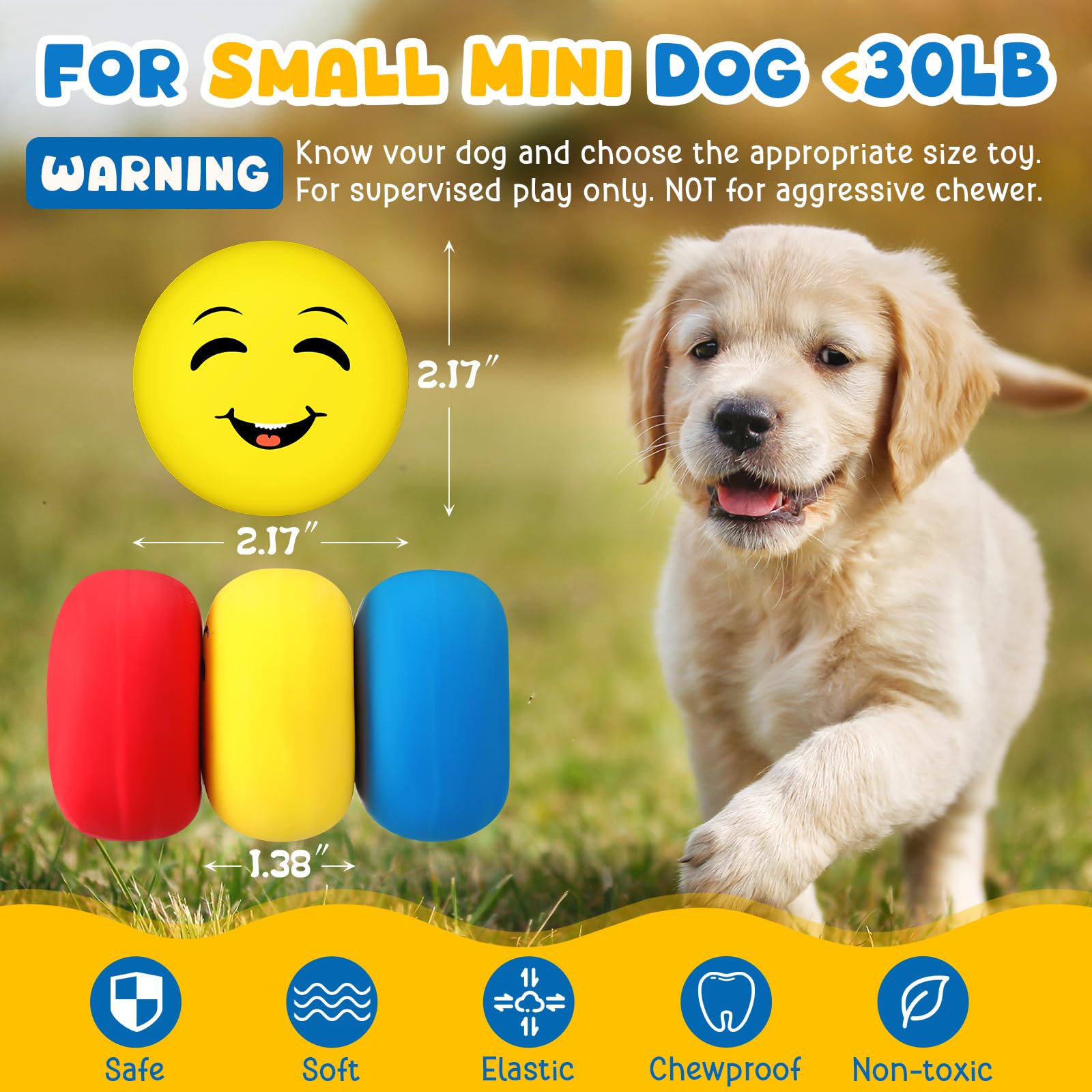 Hungdao 40 piezas de juguetes chirriantes para perros pequeños de goma de látex suaves bolas chirriantes a granel divertido cara chirriante juguetes interactivos para la dentición de cachorros perros