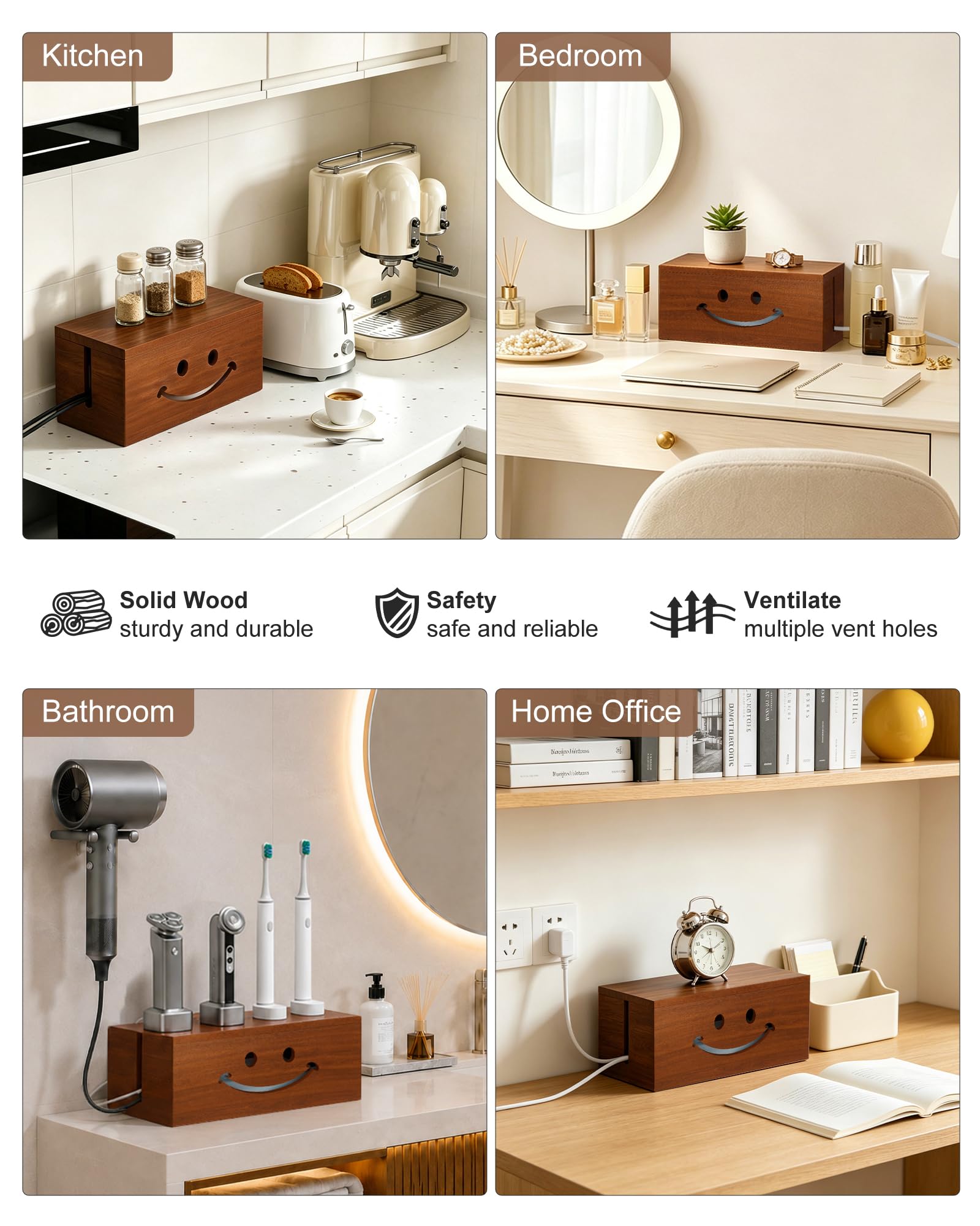 Cable Management Box - Stylish Desk Organizer -9