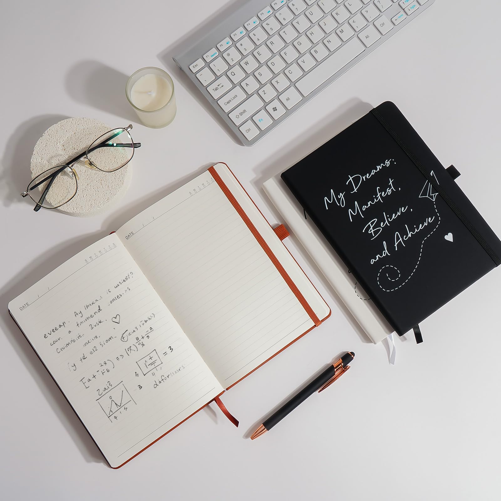 Cuadernos de diario, diario rayado A5 para hombres y mujeres, cuaderno de tapa dura de piel sintética para escribir, negocios, trabajo, escuela, 14,5 x 21,6 cm, color negro