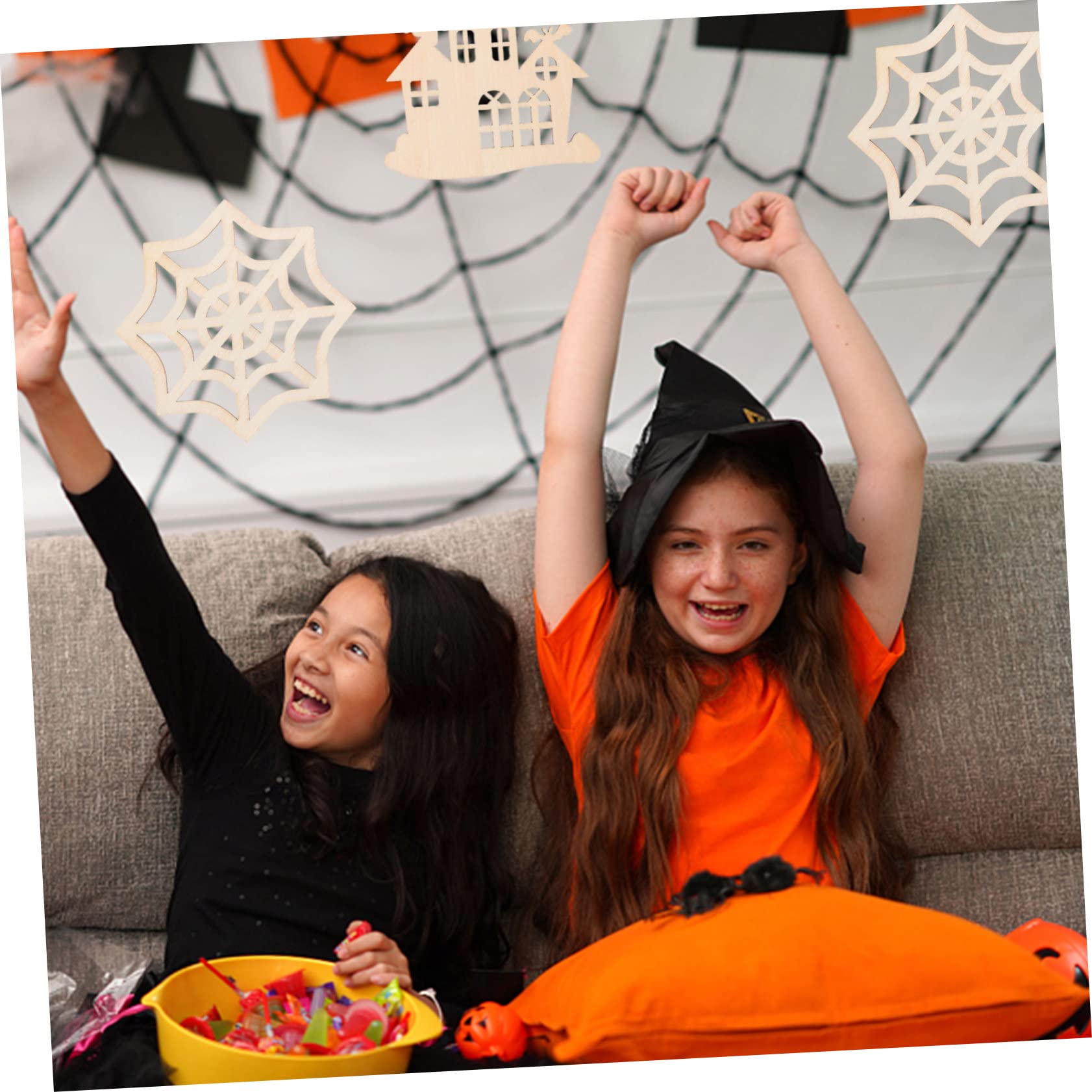 Angoily 250 Pezzi Fette Legno Halloween Creative per Lavoretti Fai da Te Decorazioni Festa in Legno Non per Manuale