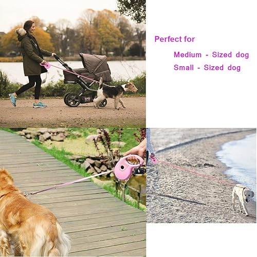 Miniatura 6 de Secfanya Correas retráctiles para perros, correa para mascotas para perros pequeños, medianos y grandes de hasta 33 libras, mango antideslizante,