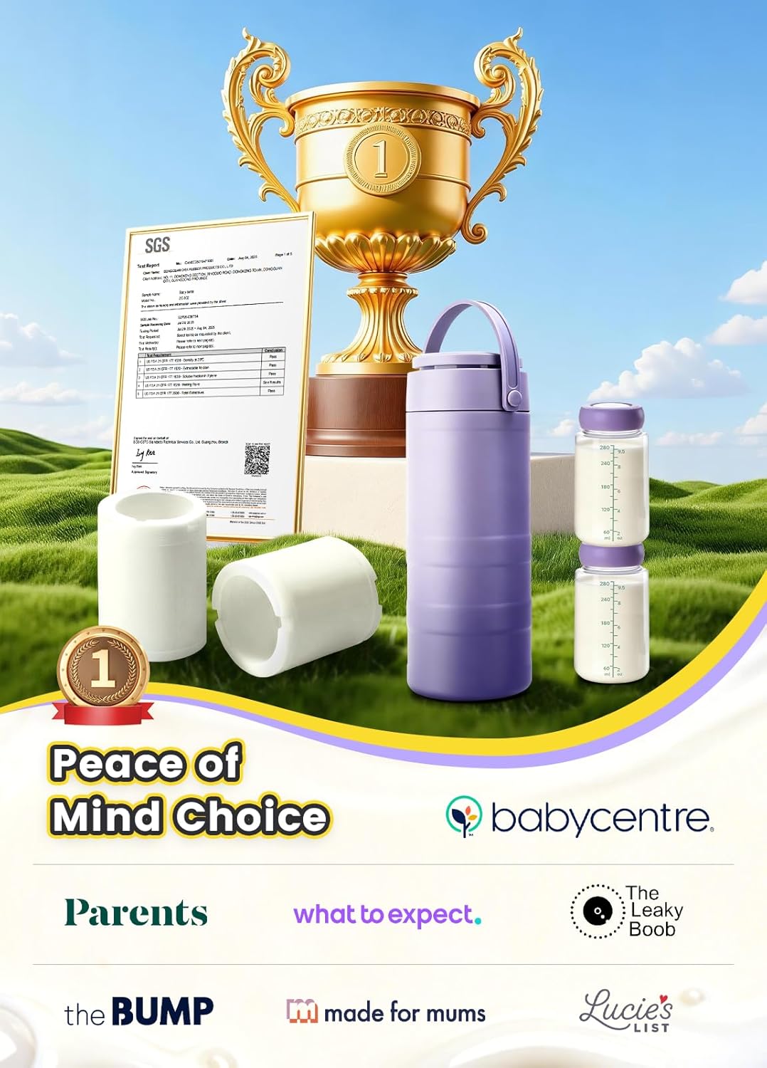 Portable Breast Milk Cooler, 24 Hours 360°Cooling Breastmilk Cooler Bottle for Outdoor & Work, 19oz Larger Capacity Travel Breastmilk Chiller with 2 Storage Bottles,Gift for New Moms - Image 8