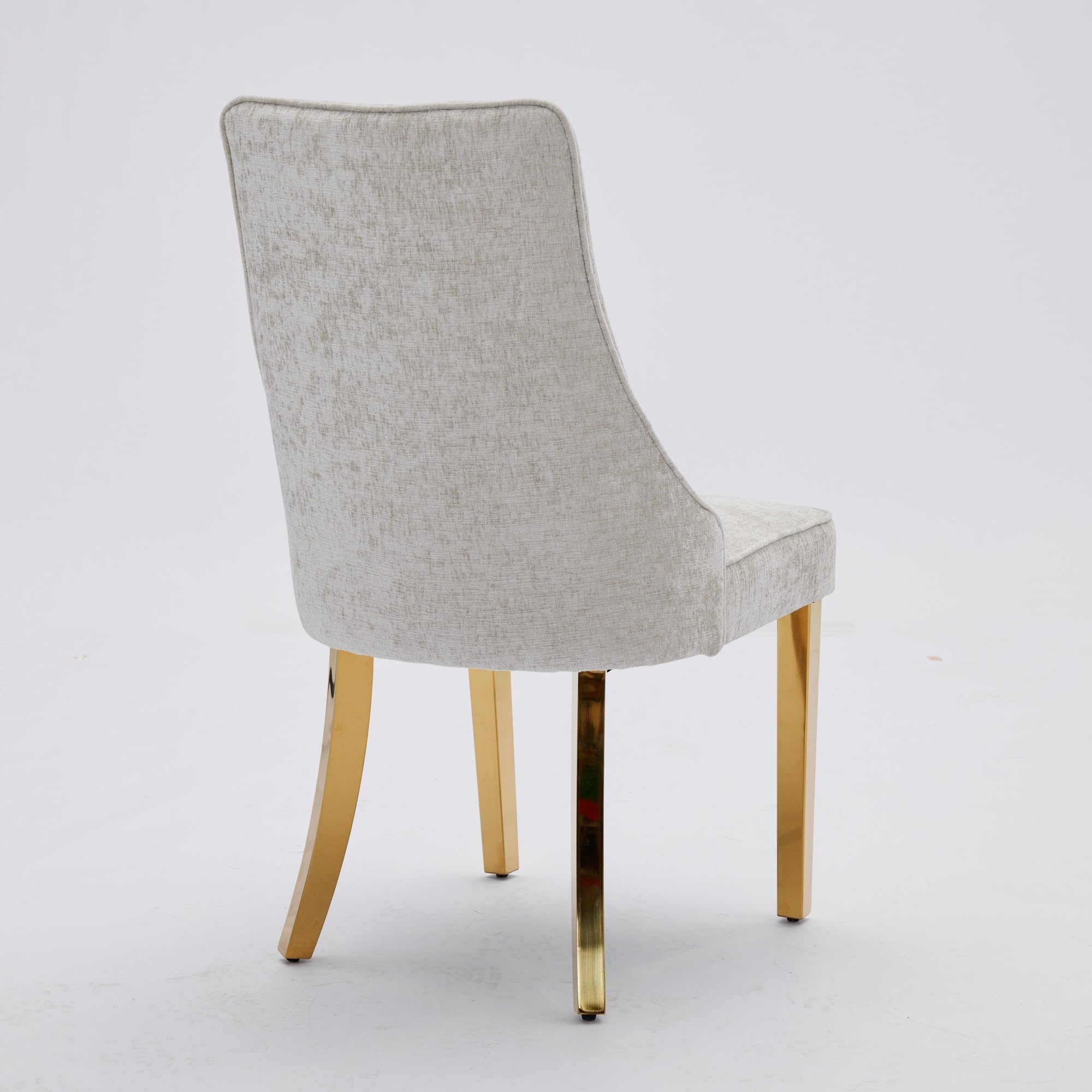 Silla de Comedor Respaldo Alto y Cojín Cómodo, Estructura Elástica Triple, Patas de Acero Inoxidable Dorado, Fácil de Montar