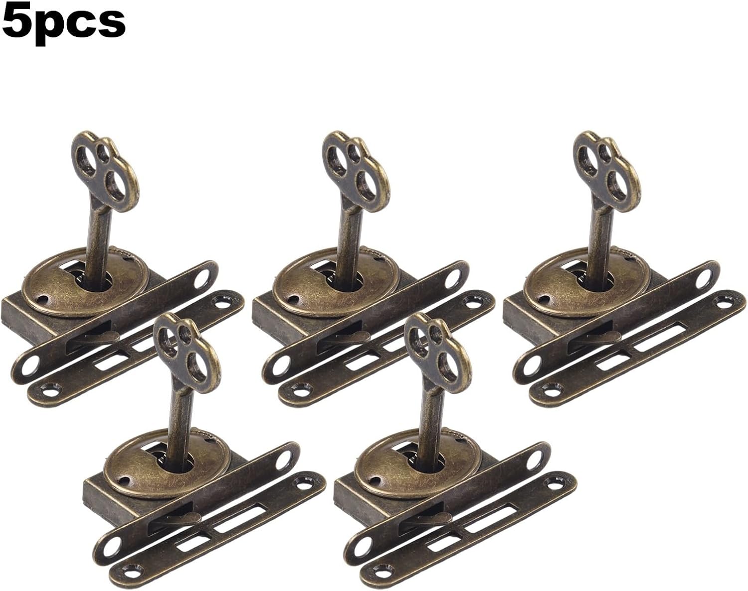 Antique Furniture Lock with Key, Retro Drawer Lock Wooden Jewelry Box Wardrobe Cabinet, Iron Sliding Door Latch Hardware, Silvery, 5.6cm, 5 Pack(5PCS)
