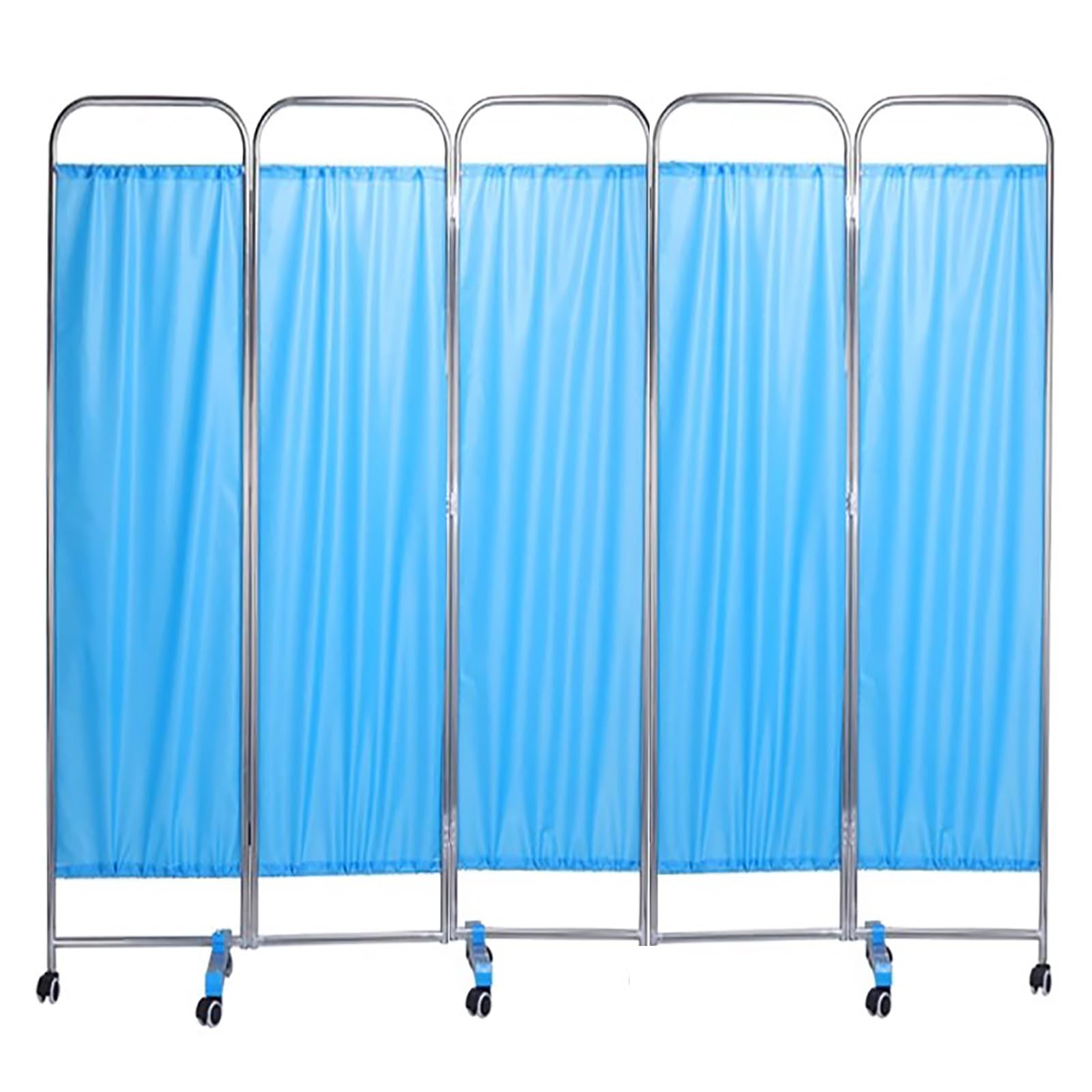 New Version Medical Privacy Screen with Wheels, Pink, Blue, White 3/4/5/6 Panel Privacy Screens for Hospital/Clinic/Beauty Salon, 5ft 6ft 8ft 10ft Width (Color : Blue A Combo, Size : 3 Pan