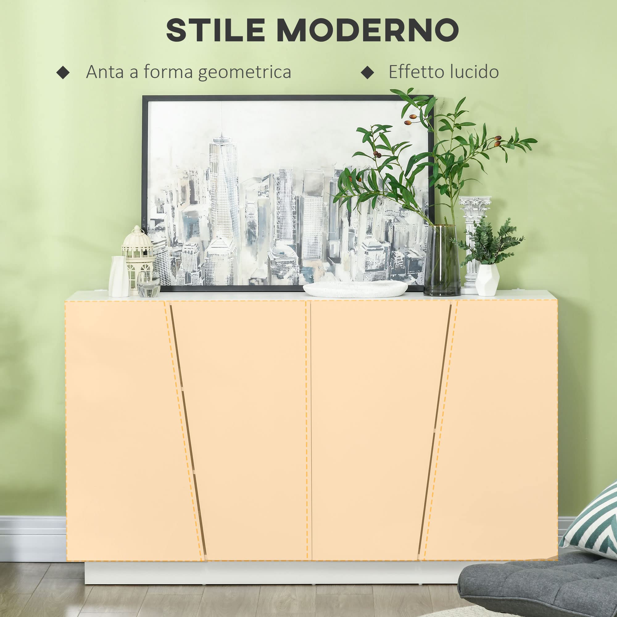 HOMCOM Mobiletto Multiuso in Truciolato Bianco a 5 Livelli con Ripiano Regolabile su 3 Livelli e Base Rialzata, 150x40x88 cm