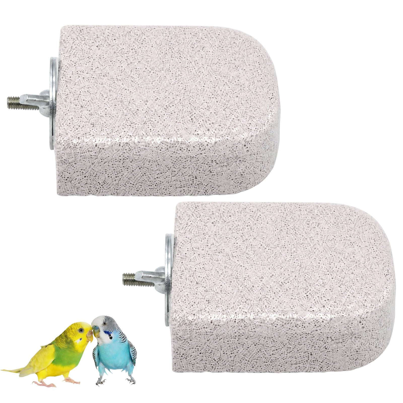 Natural Pumice Bird Perch Platform, Budgie Perches for Cage, Lava Ledges for Rat Cage, Small Bird Perch with Comfortable Grip, Two Sets of Natural Pumice Perching Platforms