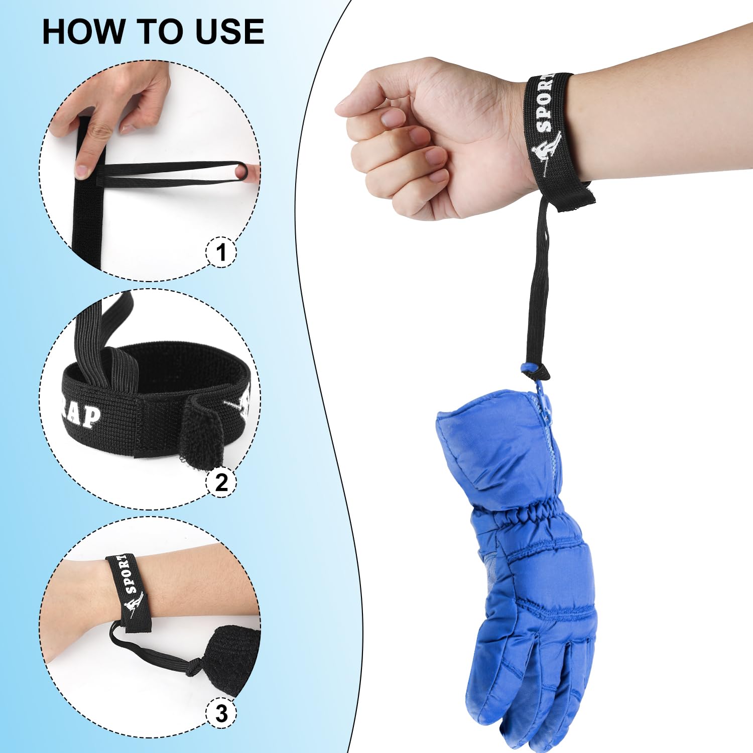4pcs Sport Glove Safety Strap - Elastic Ski Glove Leash Holder - Ski Gloves