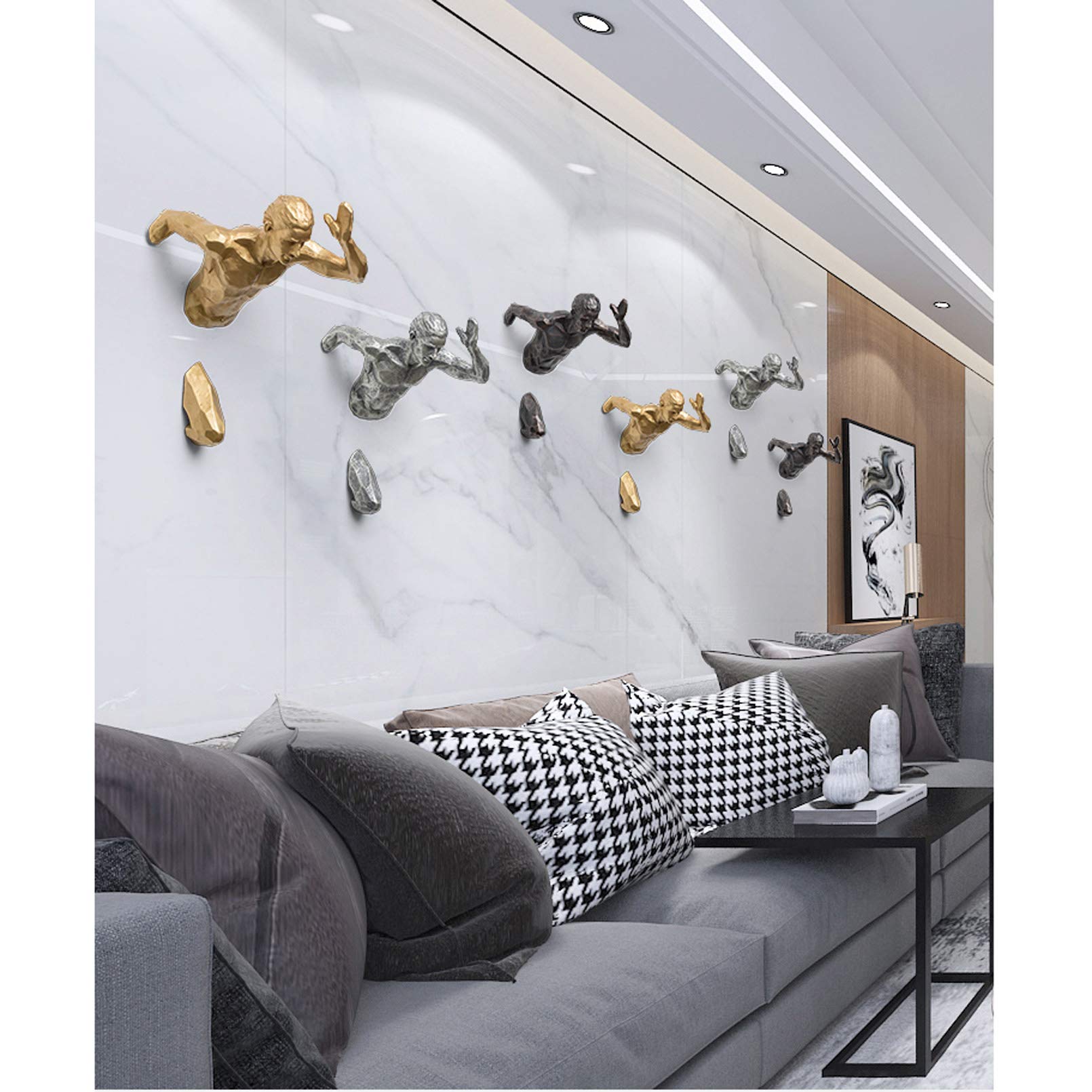 Sculpture Murale Homme Escalade Course 3D - Décoration Moderne Vintage Pour Salon Ou Bureau
