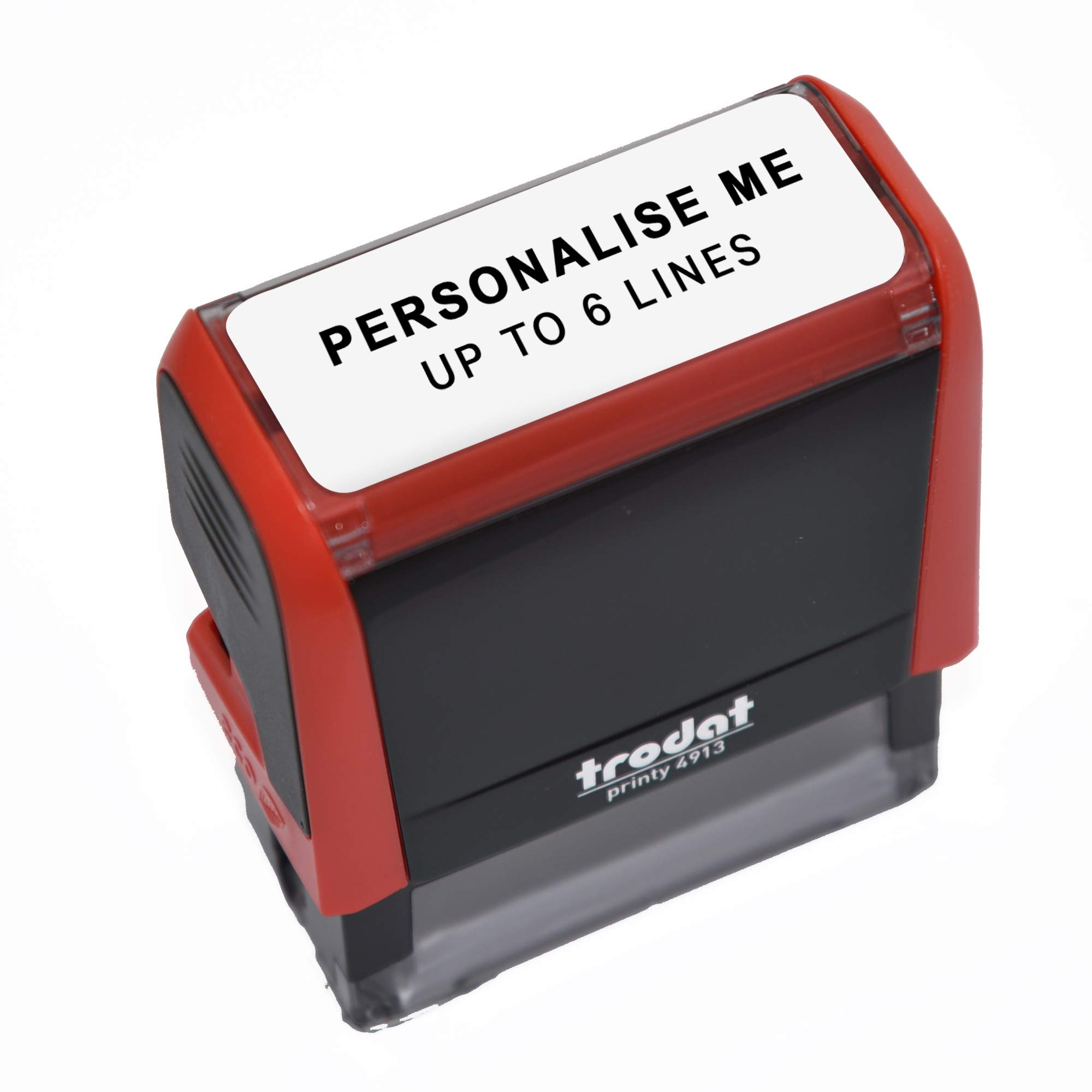 Personalised Custom Office, Business and Teacher Stamp - Allows Up to 6 Lines - Impression Size - 57 x 21 mm - Red