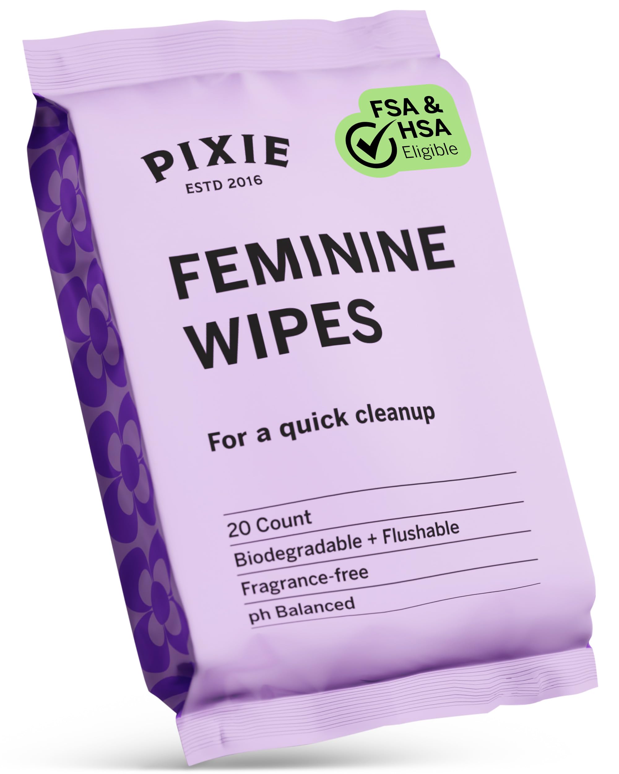 Pixie Feminine Wipes - On The Go Public Bathroom Wipes for Feminine Care - Safe On Period Cups