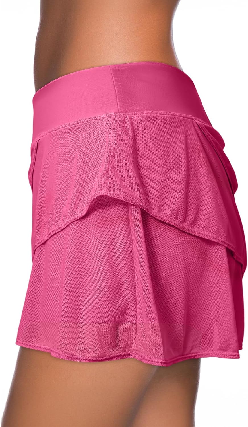 Aleumdr Women's Waistband Layered Swimdress Ruffle Swim Skirt Swimsuit Bottom(Available in Plus)