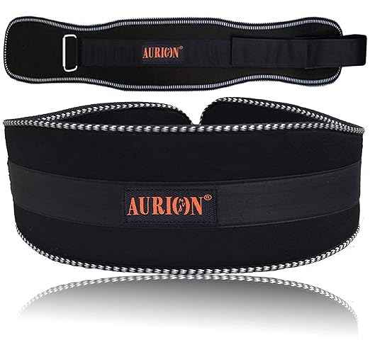 Aurion Body Squad Weight Lifting Belt Pro Quality Neoprene Back Support Belt and Stainless Steel Hook and Loop Design - 6? Wide Soft Feel Padding