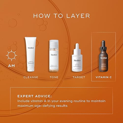 Miniatura 4 de Medik8 Super C Ferulic - Suero de vitamina C de ácido L-ascórbico etilado al 30 % etílico, suero facial con vitamina E y ácido ferúlico, sin gluten,