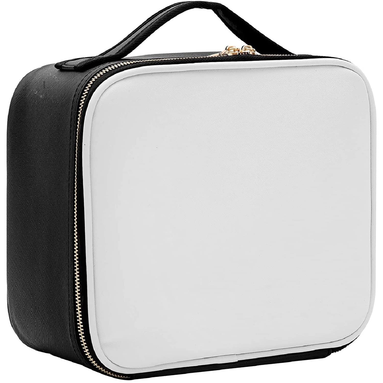LACOPINE Nylon Solid 28 Cms Cosmetic Pouch (12 Inch (1 Layer)_Travel Makeup Case_Black & White)