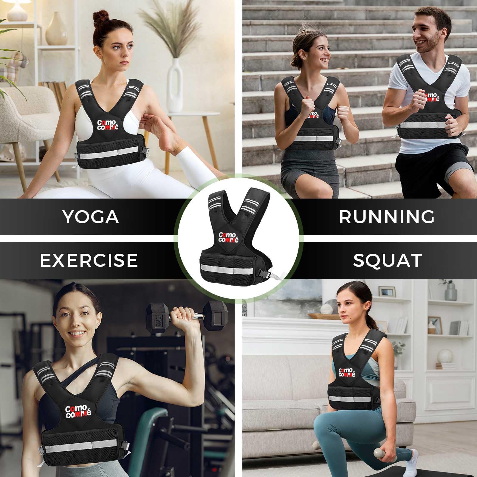 Chaleco con peso ajustable para hombres y mujeres, chaleco de 4-10 libras/12-18 libras/20-33 libras con 6 hierros para pesas, correr, entrenar y entrenar, chaleco de peso corporal ajustable para