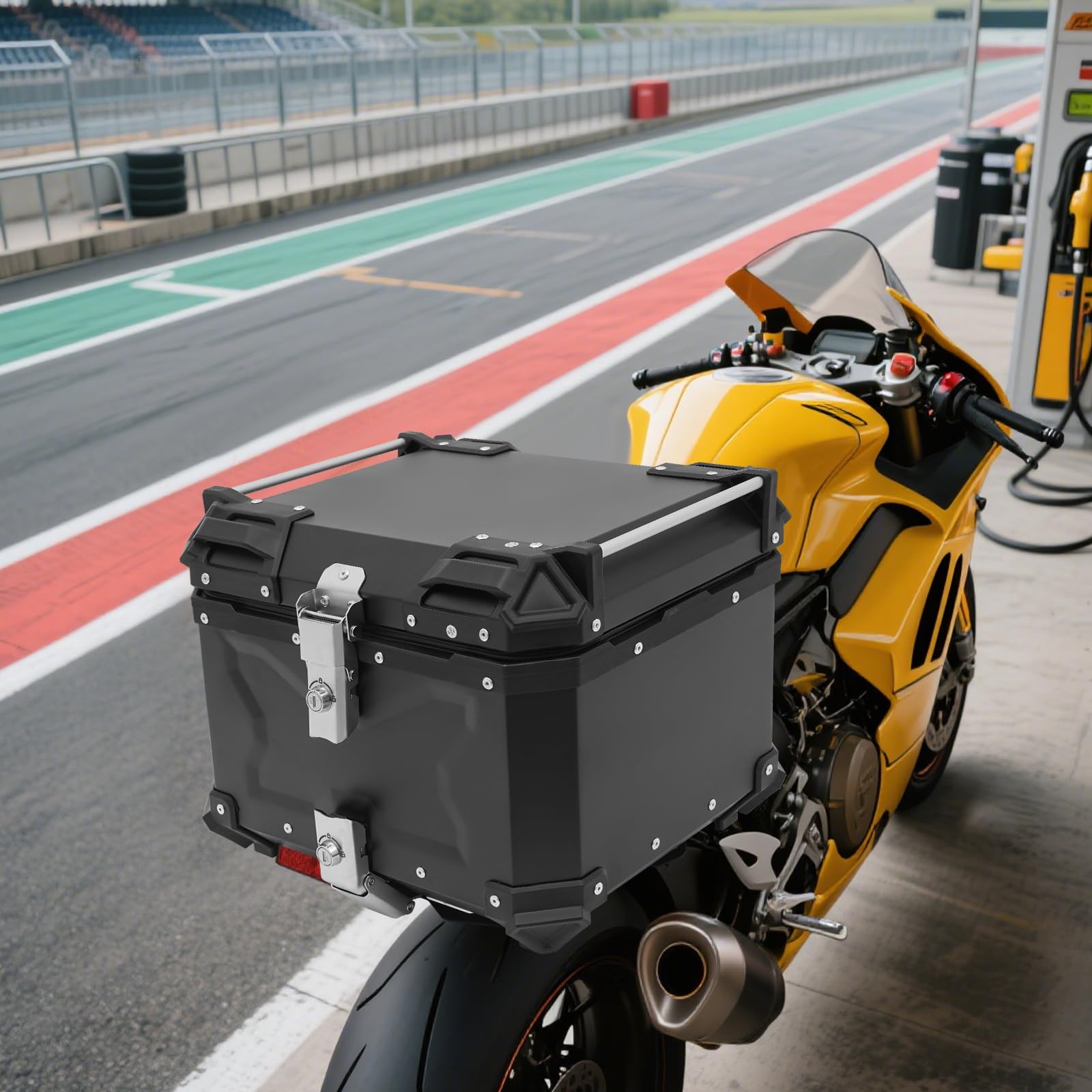 Caja de techo trasera para motocicleta de 45 litros, caja de techo de aleación de aluminio, caja de techo multiusos negra para vehículos, adecuada para montar en la parte trasera de motocicletas