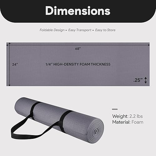 Miniatura 9 de BalanceFrom Alfombrilla de yoga multiusos de alta densidad de 14 pulgadas con correa de transporte y bloques de yoga