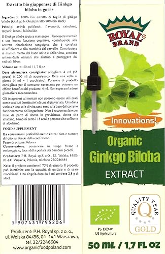 Miniatura 4 de Extracto orgánico de ginkgo biloba, 1.7 fl oz, 1.7 onzas líquidas, soporta funciones cognitivas, apoya el cerebro, gotas