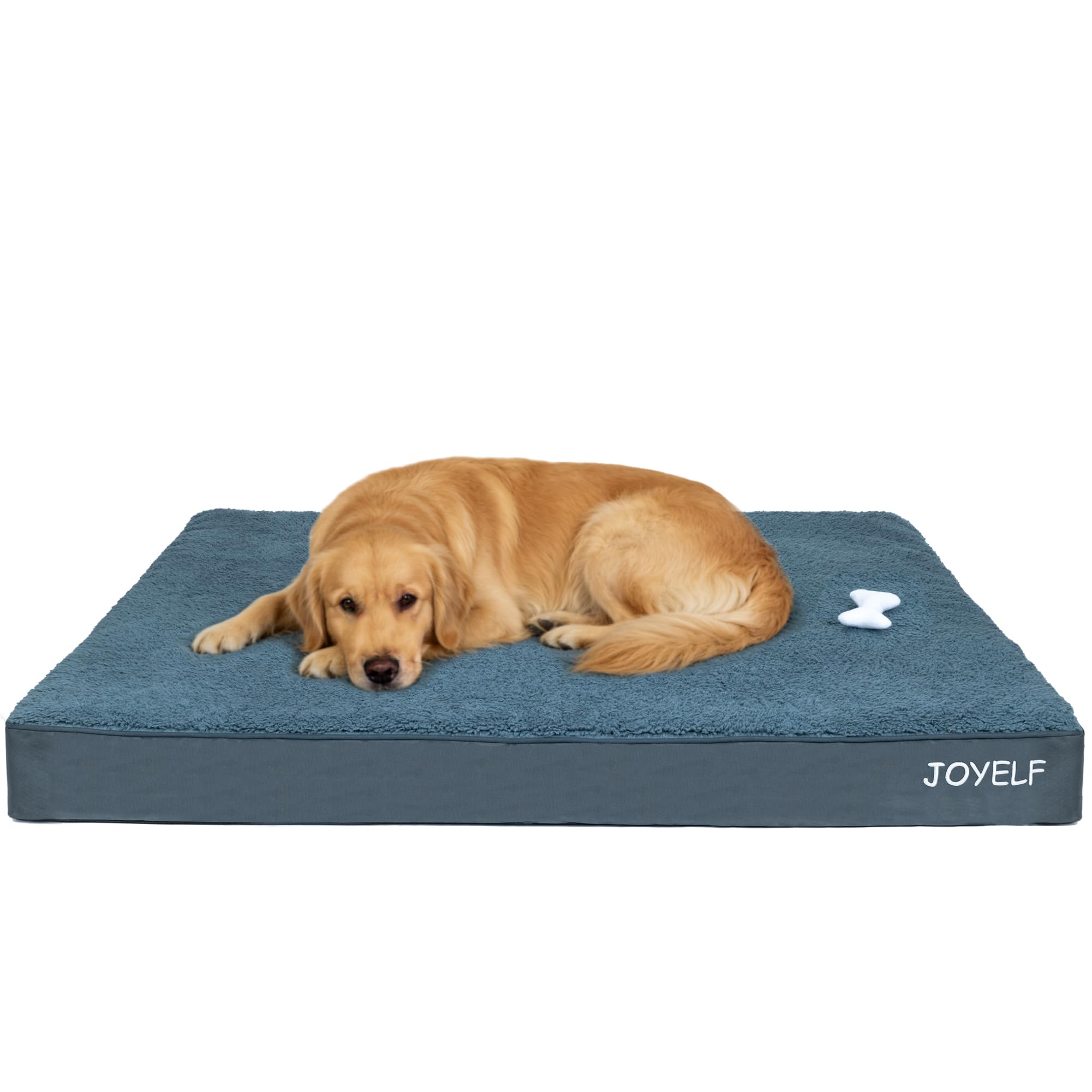 JOYELF XXLarge Dog Crate Bed - Orthopedic Dog Bed Mat, Waterproof Egg Crate Foam Pad with Removable Cover, Squeaker Toy Gift