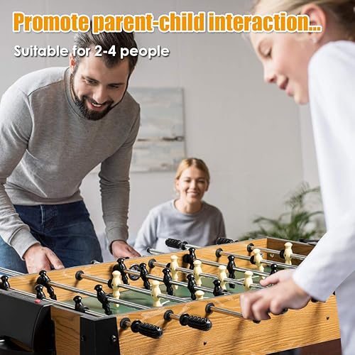 Miniatura 5 de Giantex Mesa de futbolín de 48 pulgadas, juego de mesa de fútbol de madera con balones de fútbol, apto para 4 jugadores, tamaño de competición de