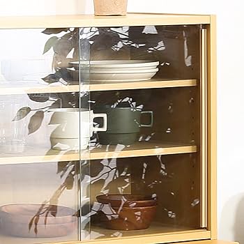 食器棚　キャビネット　ガラス棚付き　ブラックチェリー Amazon.co.jp: AFAIF 金属製収納キャビネット ガラスキャビネット