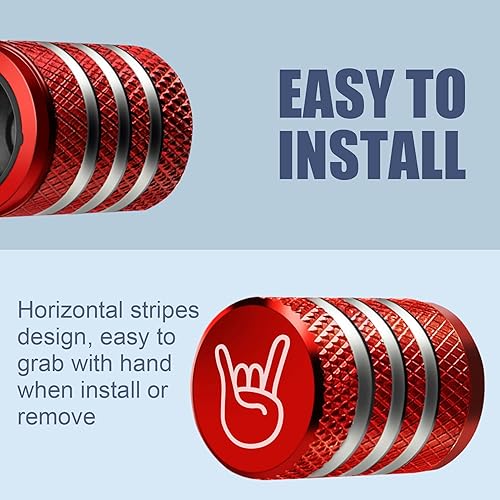 Vista 255 de Cubierta de tapón de válvula para neumático Paquete de 5 tapas de aire de metal, forro de plástico, resiste la corrosión, contra fugas, de rock and